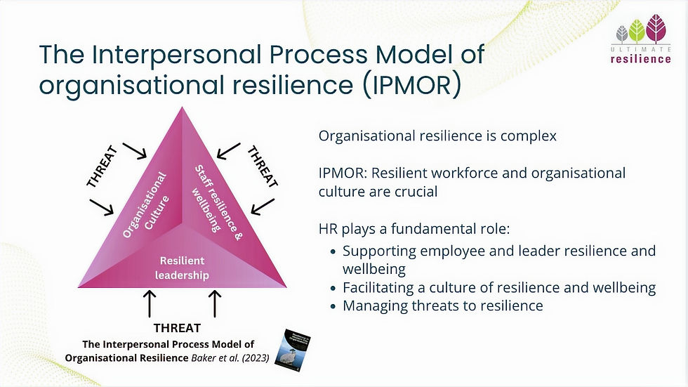 Conference slide showing the Interpersonal Process Model of Organisational Resilience