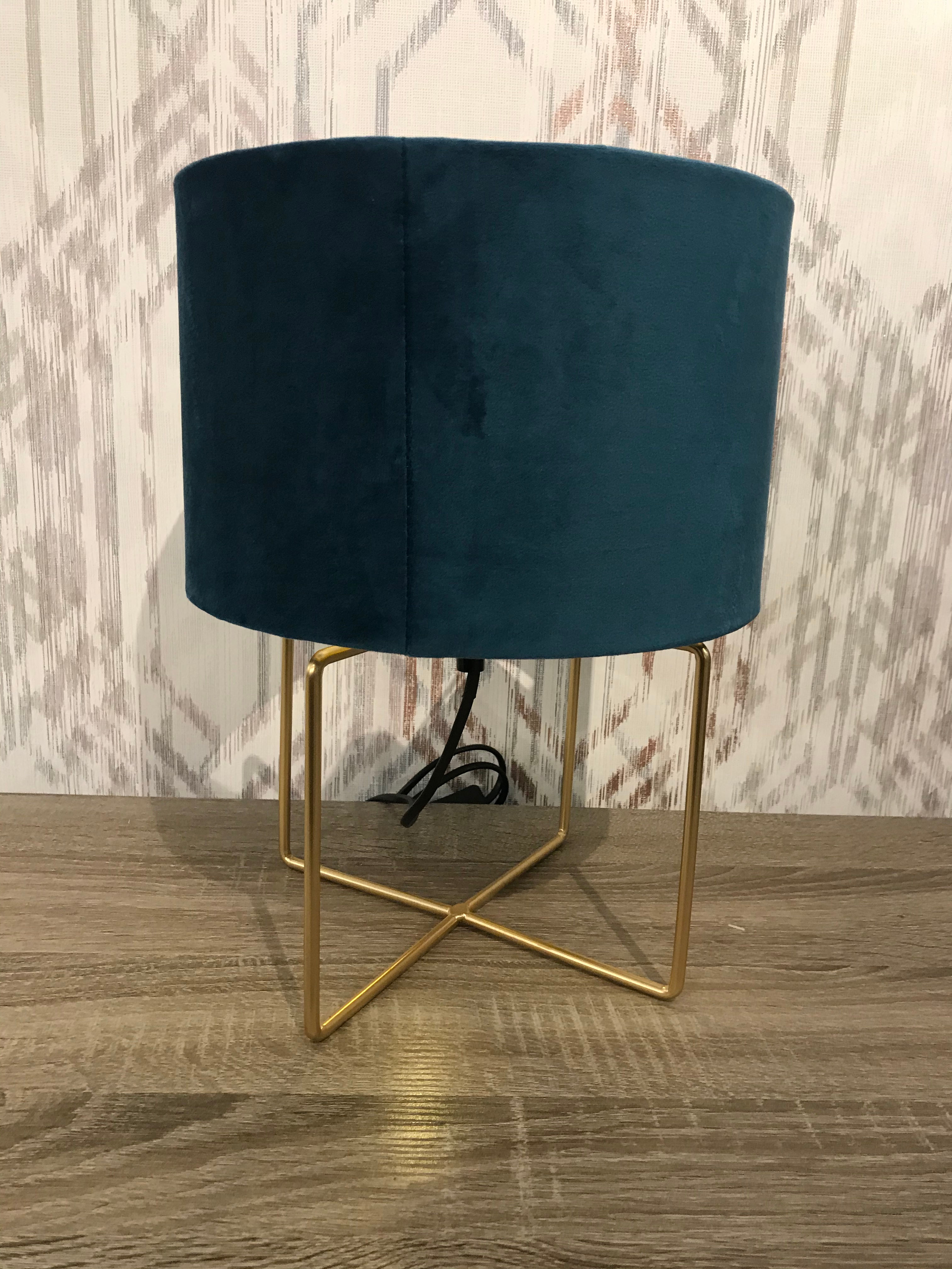 Teal velvet lamp
