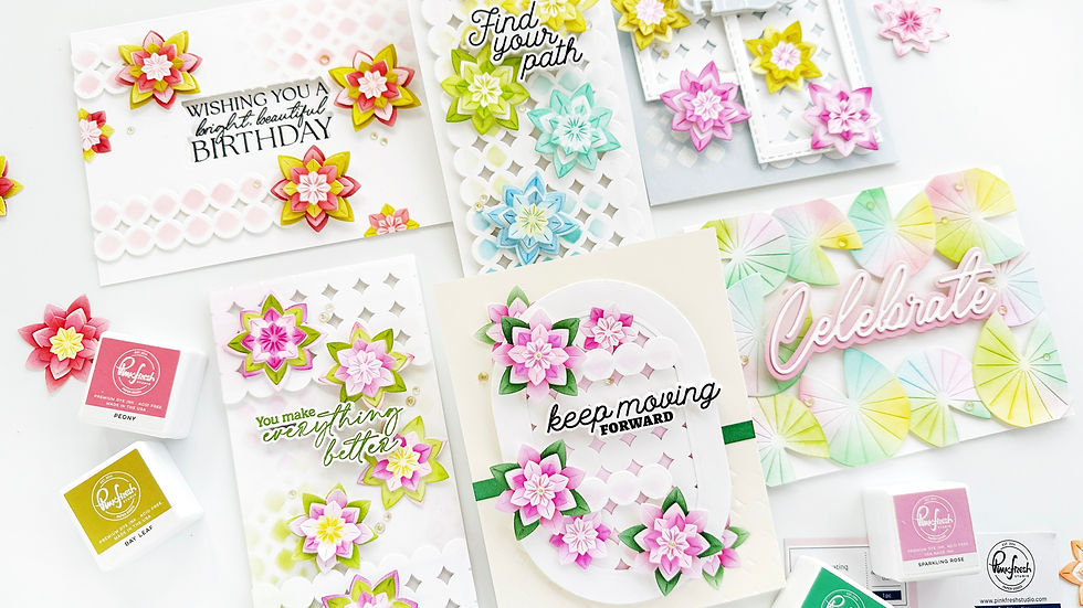 Make the most of your dies: using Pinkfresh Studio Tranquil Water lilies stencils and dies creatively 