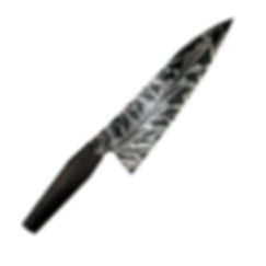Custom "Rye Feather" Damascus Chef Knife