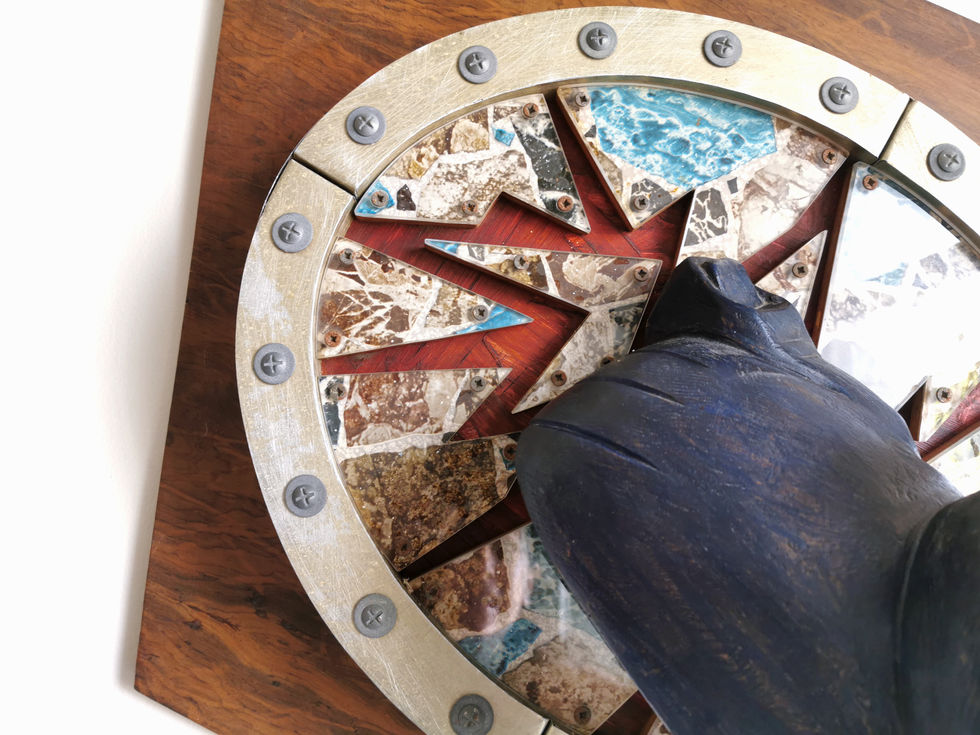 Mirror Foot Detail (Jelutong, Oil Paint, Aluminium Sheets and Bolts, Plywood and Prespex)