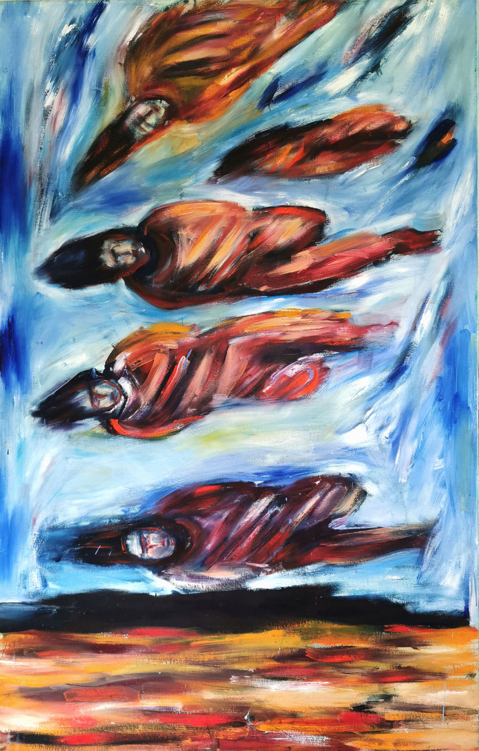 Decisive Descent Oil on Canvas 85 x 140cm