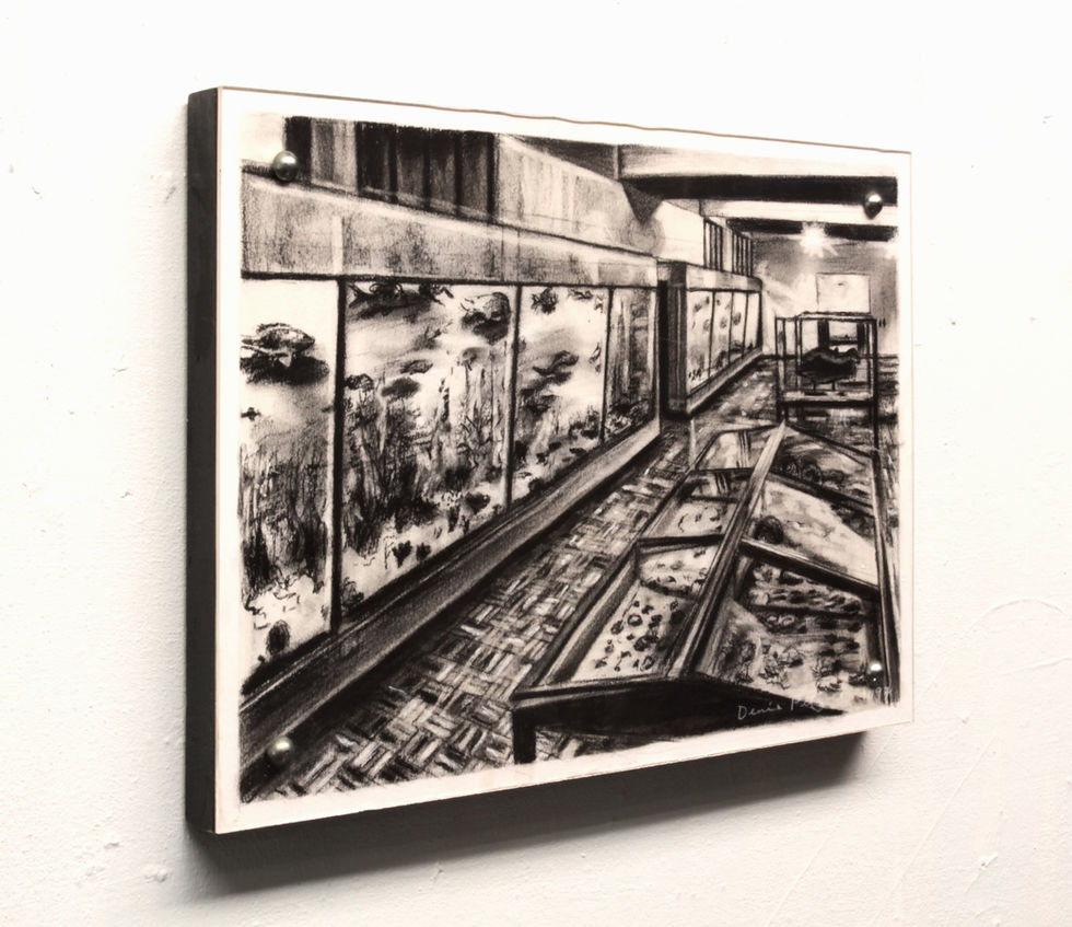 Postcard Series PE Museum (Chalk Pastel on Ashrad Mounted on Board behind Perspex Sheet wi