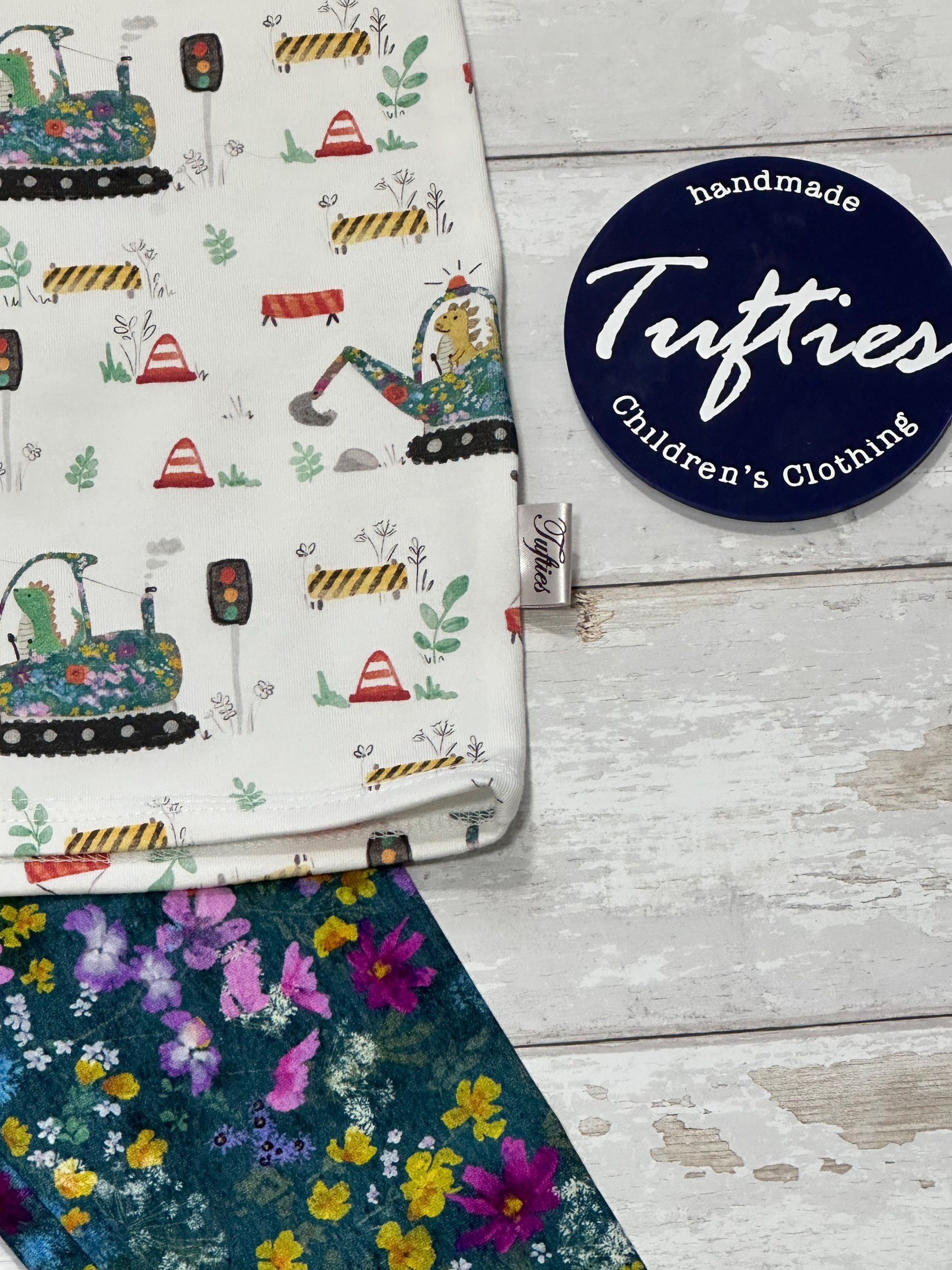 Teal Floral Diggers -White