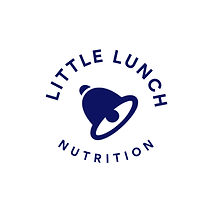 Little Lunch Nutrition logo featuring a navy blue lunch bell icon with business name in circular text