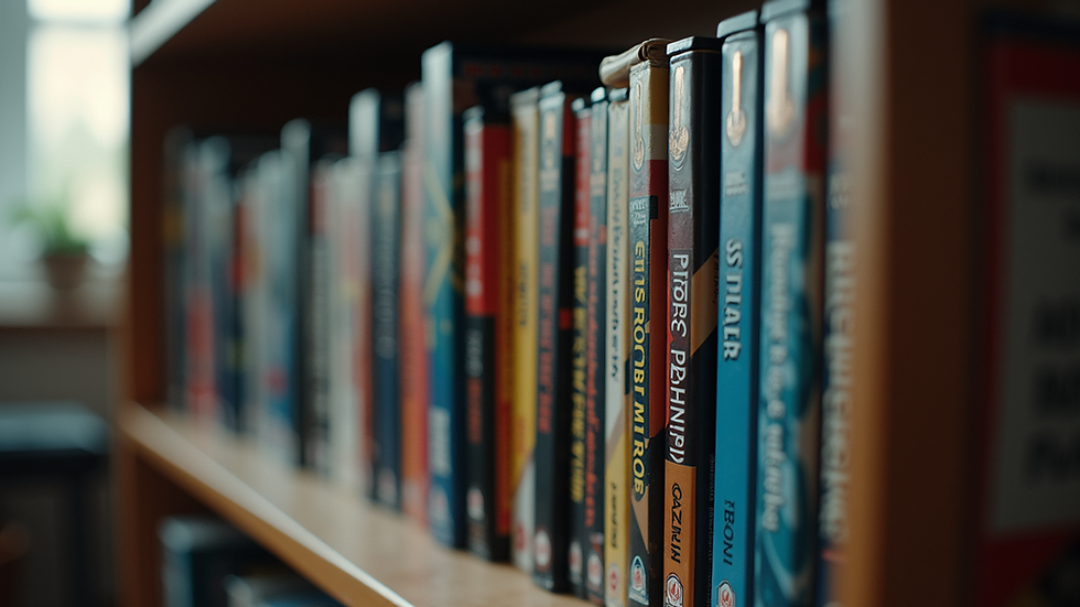 Eye-level view of a shelf filled with retro video game cartridges