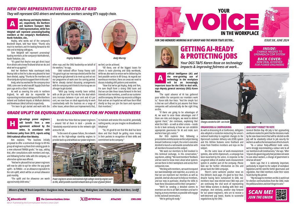 CWU Your Voice in the Workplace – ISSUE 6 June 2024