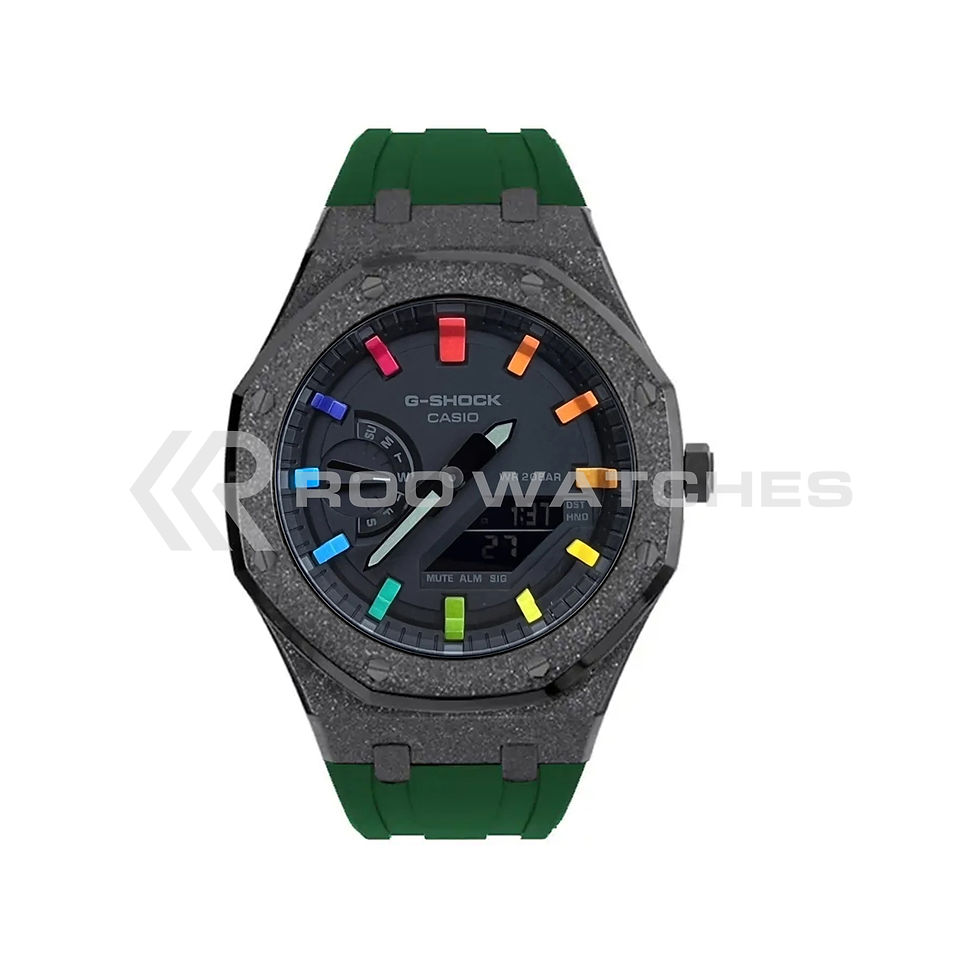 Thumbnail: G-SHOCK CasiOak Frosted Black Steel Rainbow with Rubber Strap