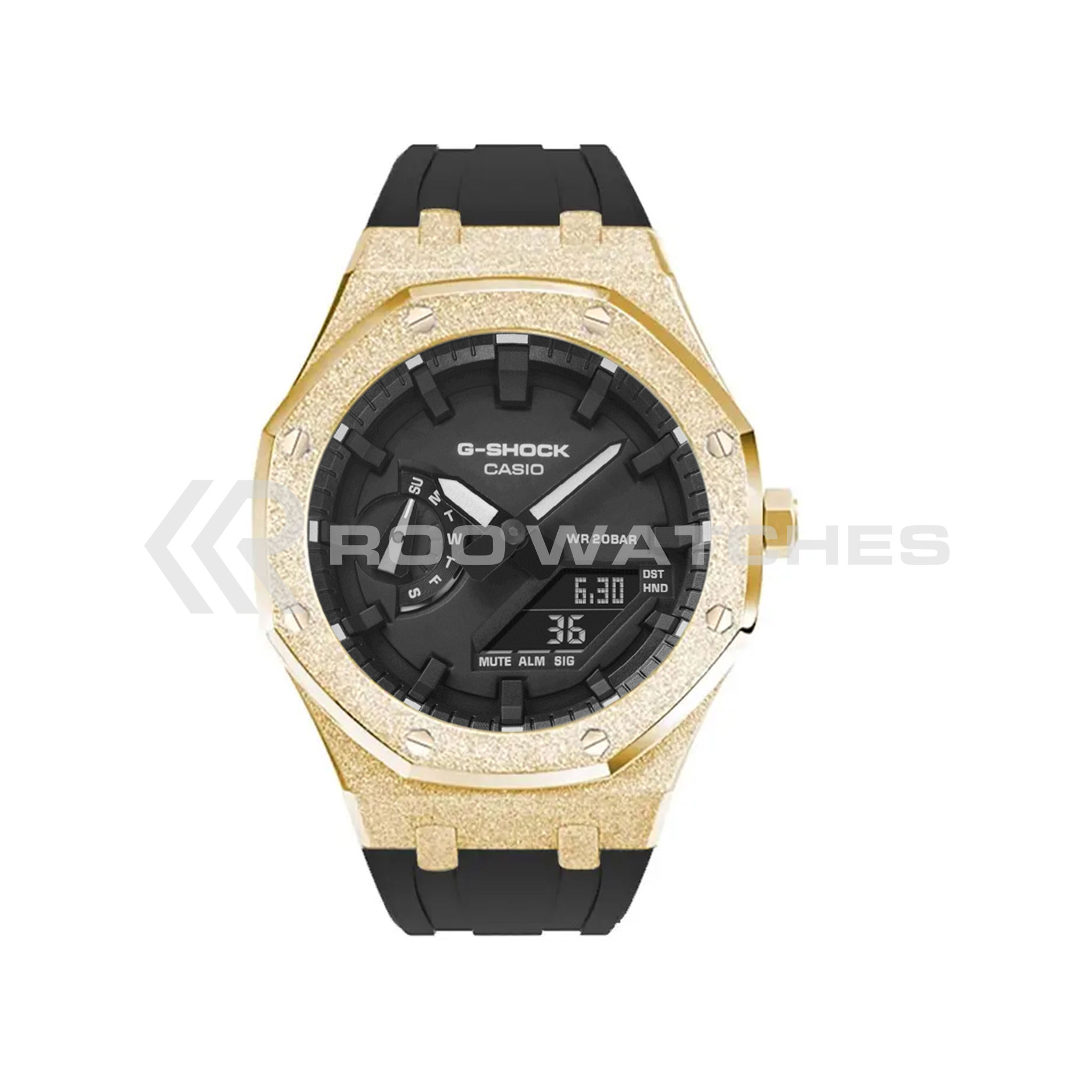 G-SHOCK CasiOak Frosted Yellow Gold Shadow with Rubber Strap