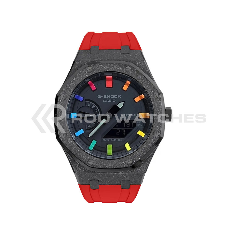 Thumbnail: G-SHOCK CasiOak Frosted Black Steel Rainbow with Rubber Strap