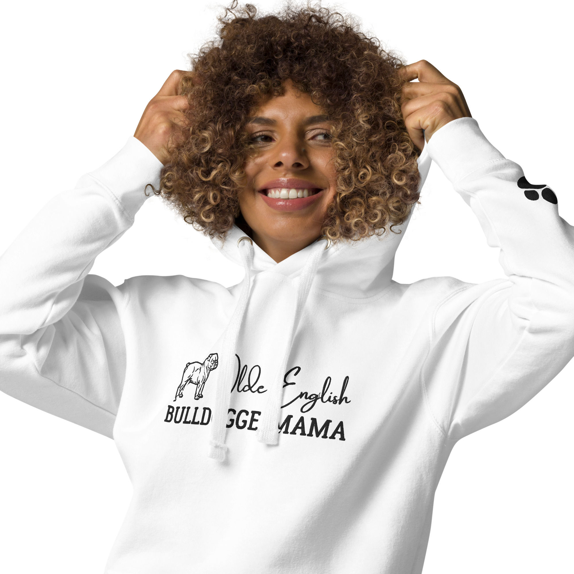 Premium Olde English Bulldogge Mama - Embroidered and Printed Unisex Hoodie