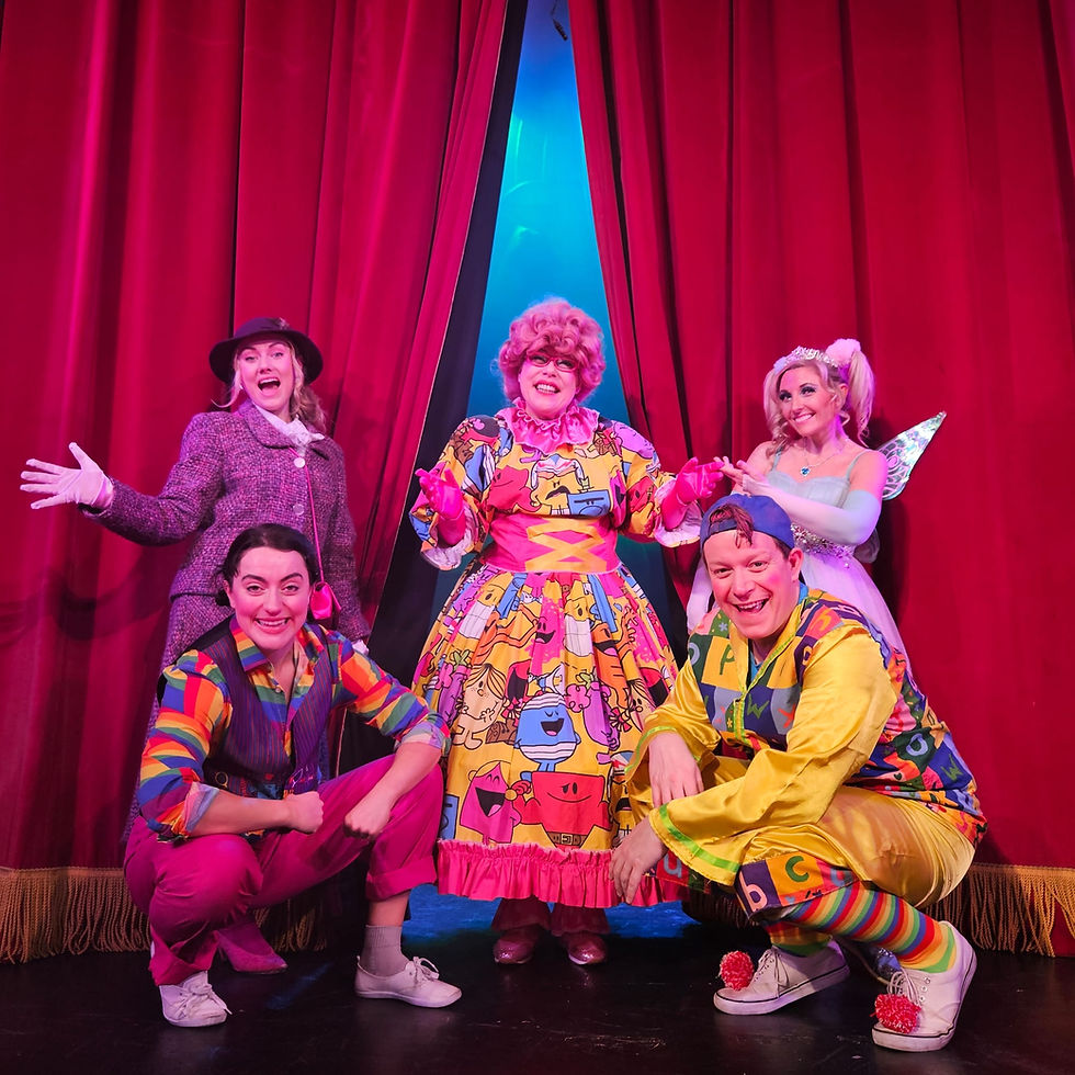 Lancaster schools panto cast shot of Jack and the Beanstalk