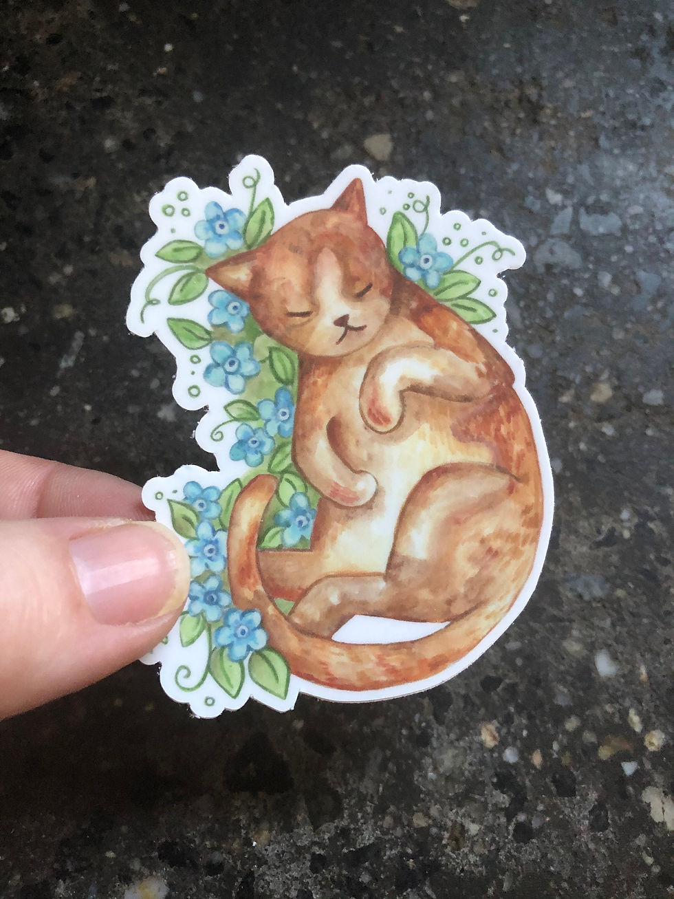 Sleeping Orange Cat vinyl sticker