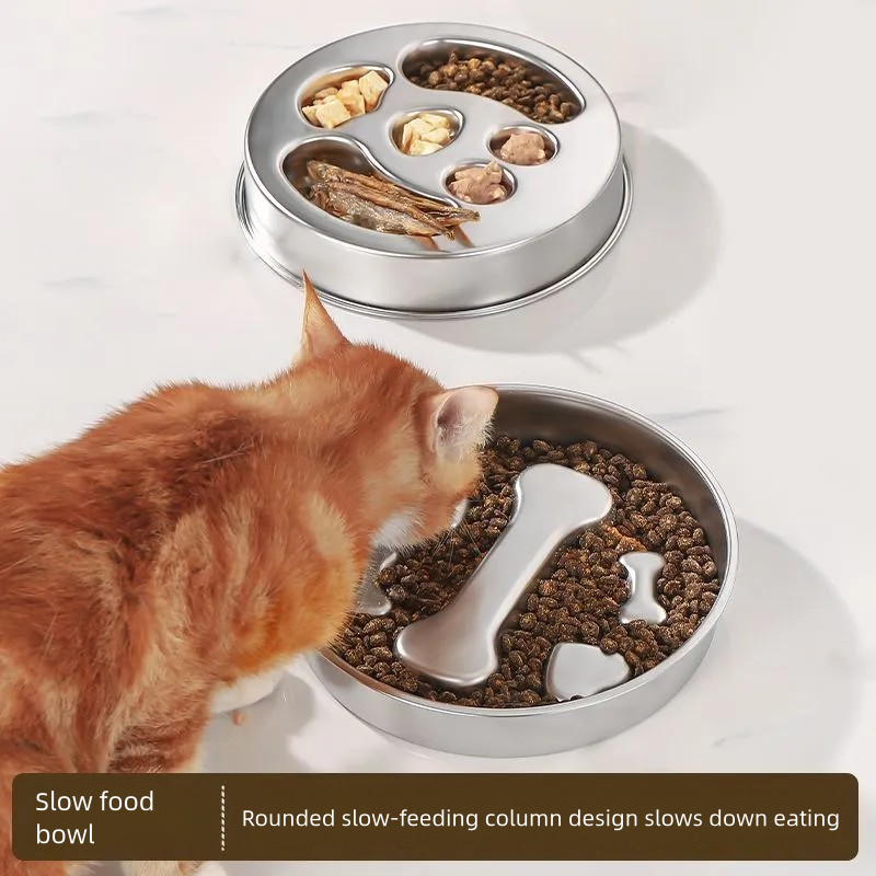 Thumbnail: Stainless steel slow feeder bowl, non-slip pet food bowl, anti-tipping thickened