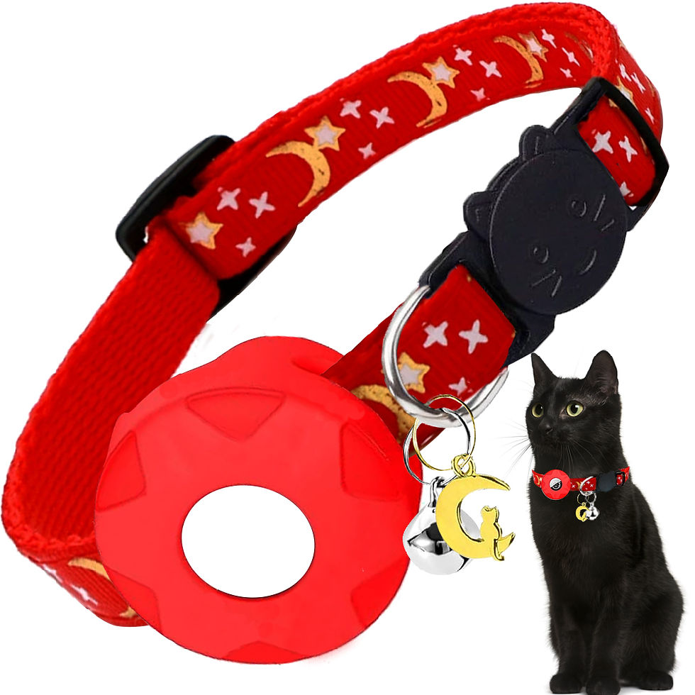 Thumbnail: Apple Tag Pet Collar with AirTag Holder & Moon Ornament for Kitten Collar Girl B