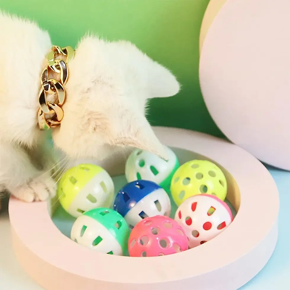Thumbnail: 6/100Pcs Cat Toy Balls Pet Cat Kitten Play Plastic Balls with Jingle Bell Pounce
