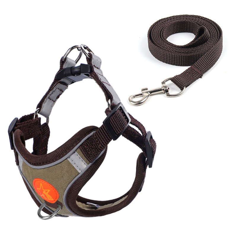 Thumbnail: Small Medium Dogs Harness Vest Walking Traction Rope Reflective Straps, Soft Mes