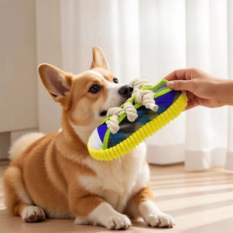 Thumbnail: Dog Chewing Toy Squeaky Bite Resistant Puppy Chew Toy Teeth 