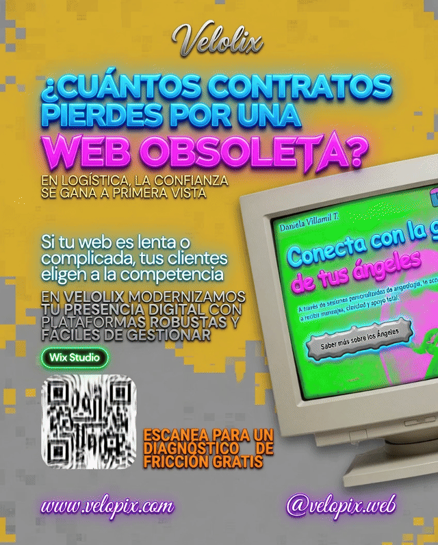 Post promocional con código QR diseñado por Velolix