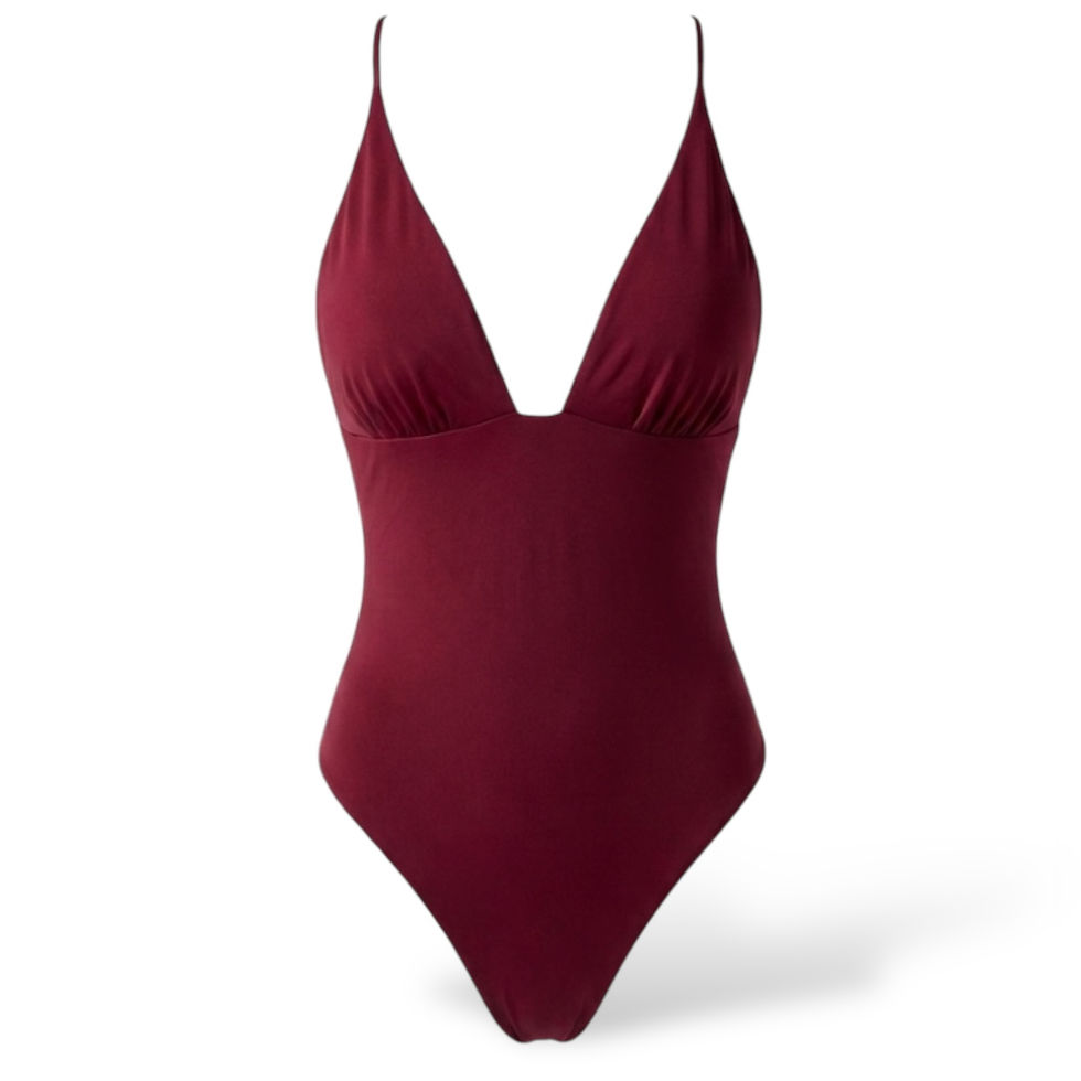 Miniatura: Costume Intero  Aqua Shimmer Burgundy | Scollo Profondo 