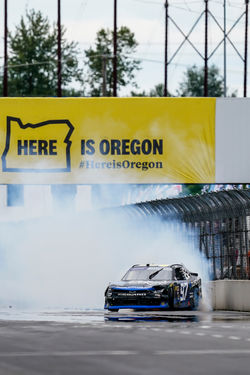 SVG doing burnouts in the Camaro after the victory.