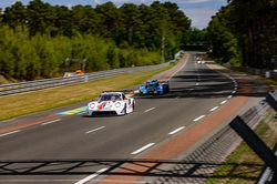 Porsche driving around a turn.