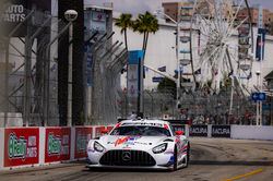 Mercedes pulling up on a straight away.