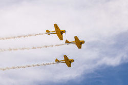 Planes flying over the grid.