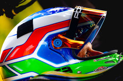 Driver helmet close-up.