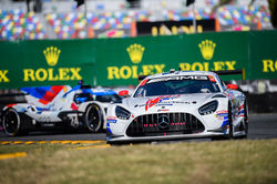 Mercedes rounding a curve.