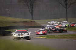 Ferrari leading traffic.