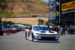 Camaro pulling out of pit road,