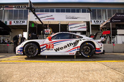 Porsche being worked on.