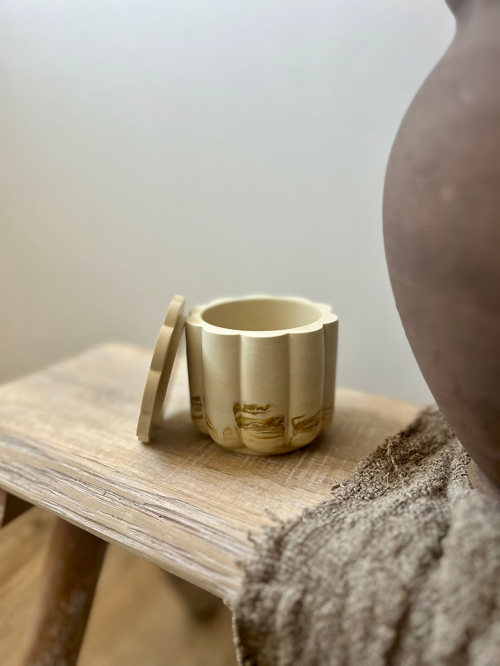 Thumbnail: Potje met deksel khakigroen/beige