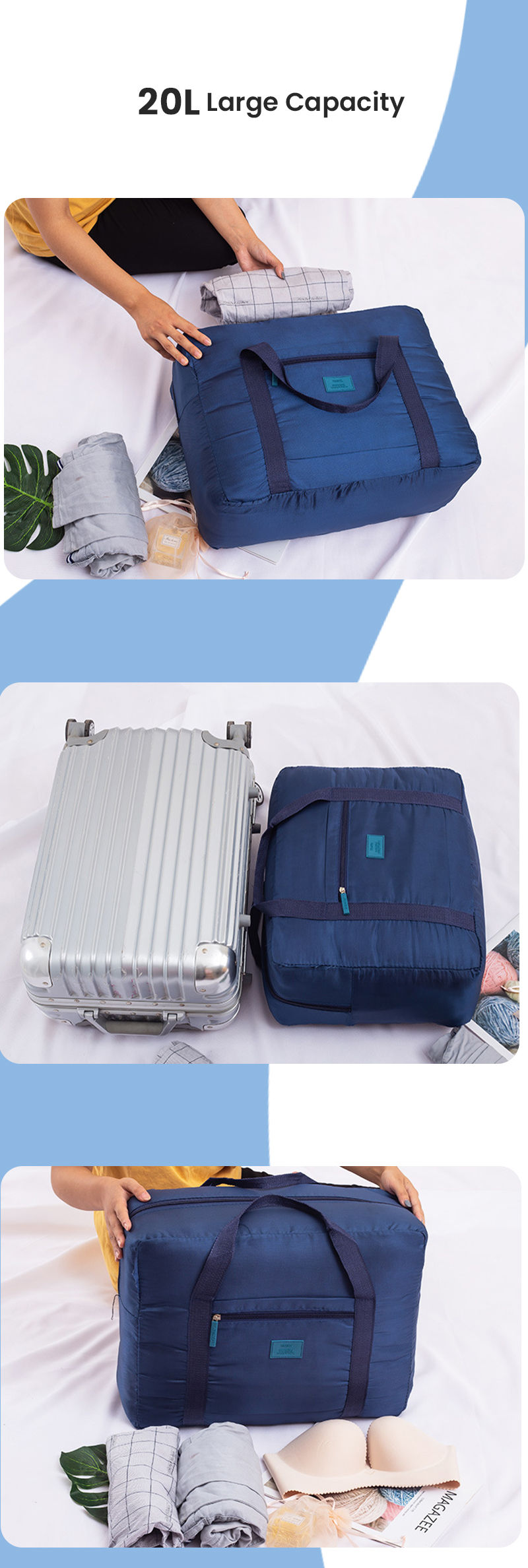 Thumbnail: Travel Duffel Bag Lightweight Foldable Unisex Tote Carry On Luggage Weekender Ov