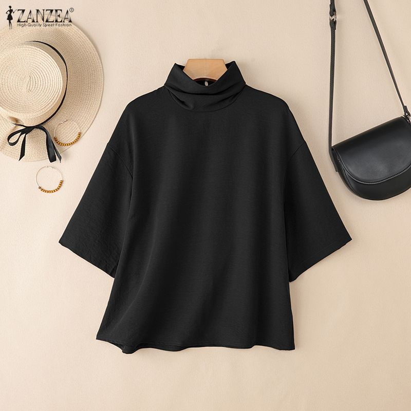 Thumbnail: Stylish Women Blouse 2025 ZANZEA Summer Office Shirt Elegant Solid OL Work Tunic