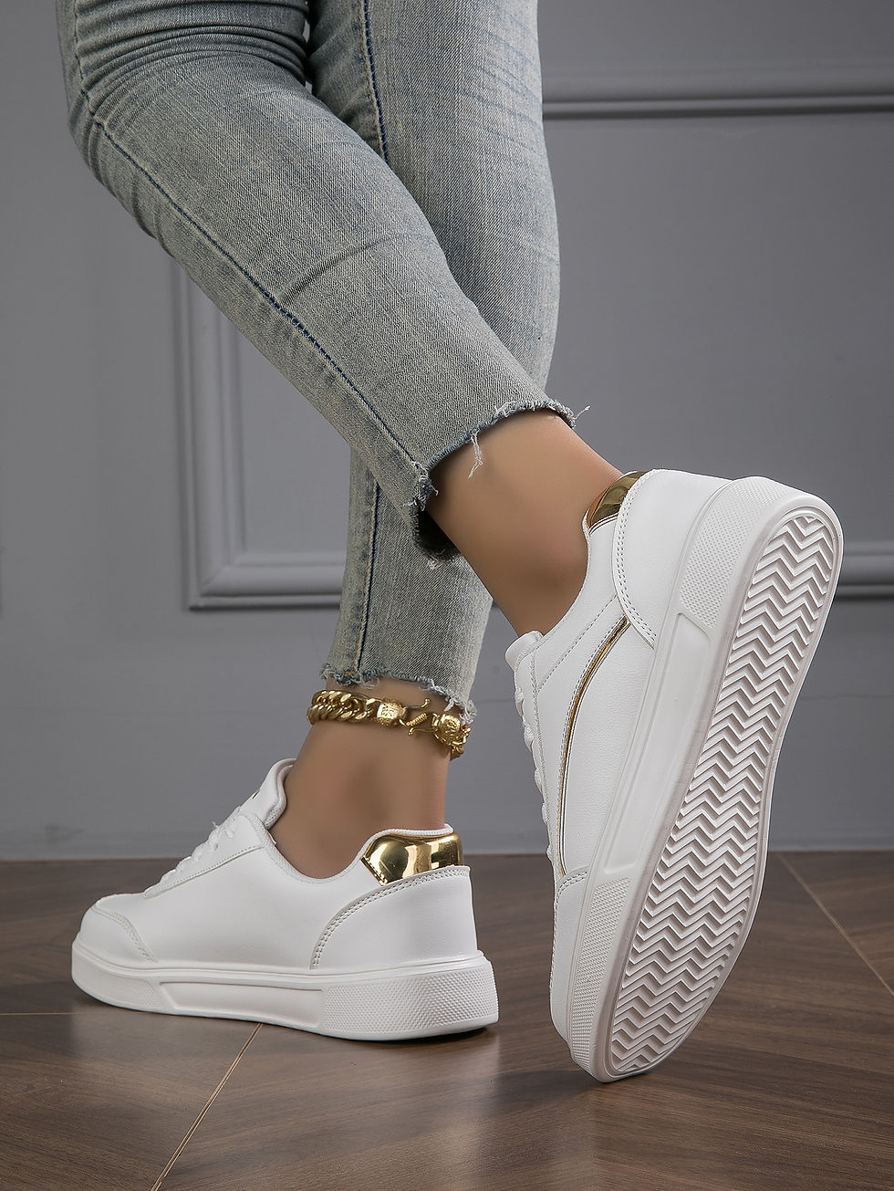 Thumbnail: Baasploa Women Casual Sneakers Leather Platform Sneakers for Women Classics Comf