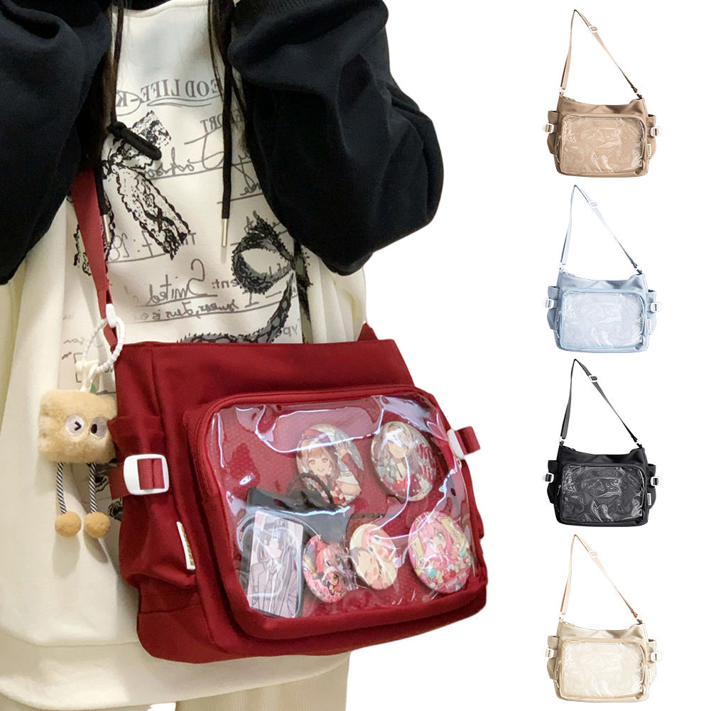 Women Ita Bag Japanese Style Shoulder Purse with Clear Window Teenagers School B