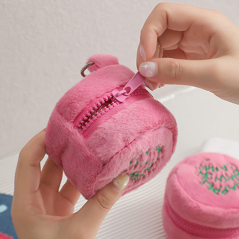 Thumbnail: Pink Mini Coin Potters Purse Earphone Cord Storage Bag Kawaii Spot Cute Plush Ha