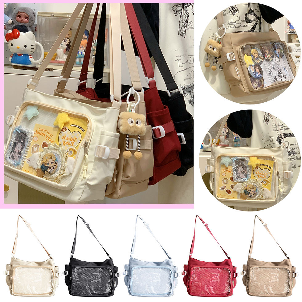 Thumbnail: Women Ita Bag Japanese Style Shoulder Purse with Clear Window Teenagers School B