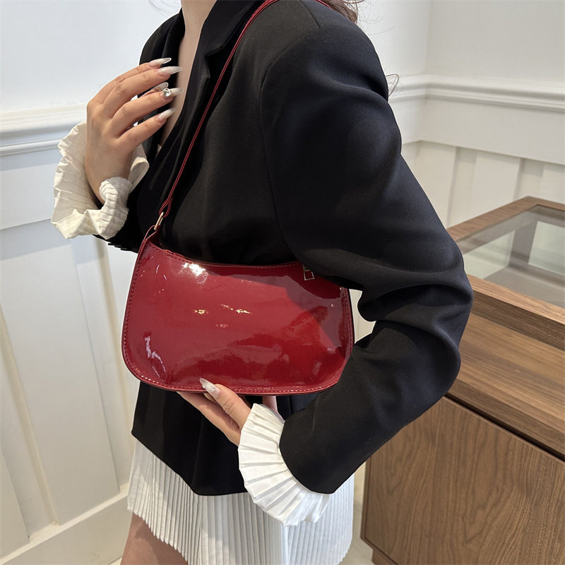 Thumbnail: Retro Solid Color PU Leather Shoulder Underarm Bag Women's Fashion Handbags Casu