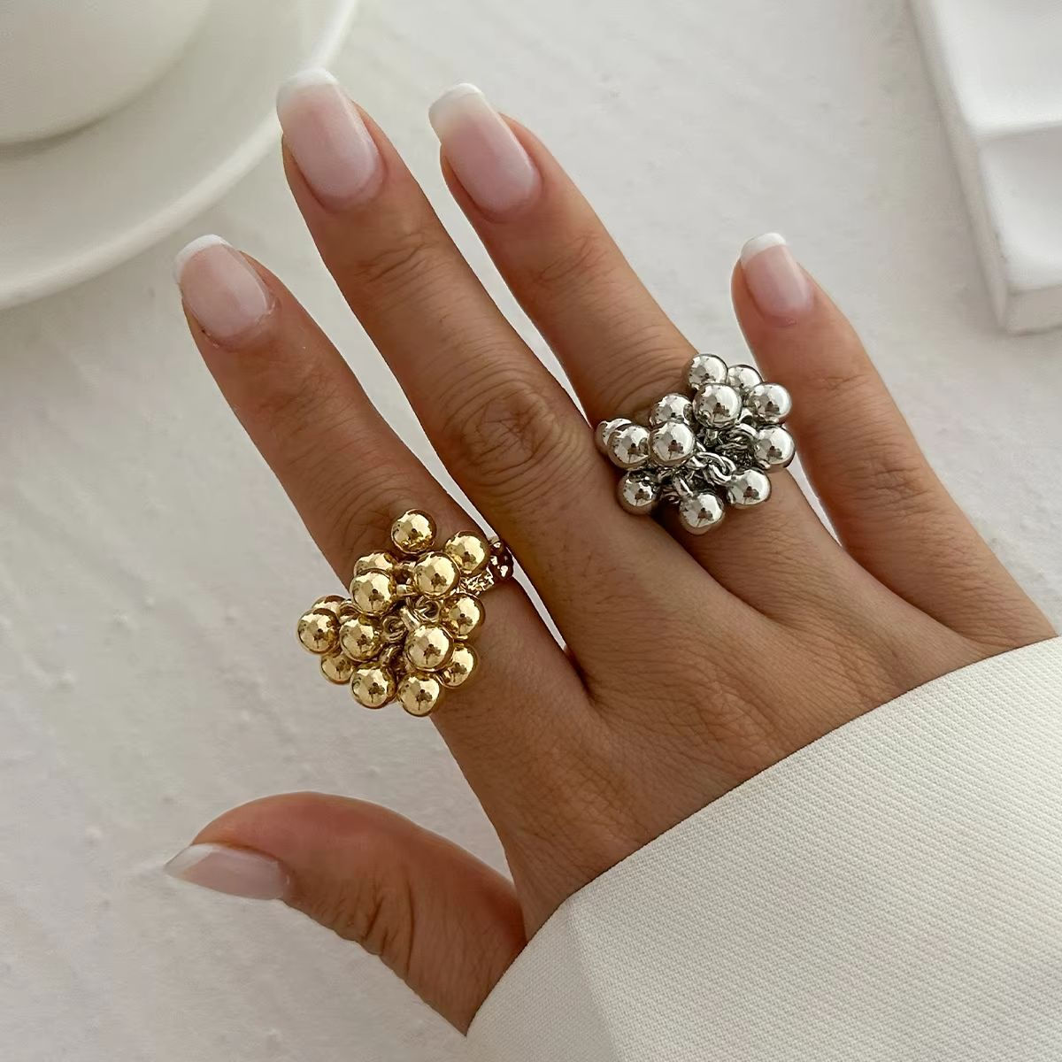 IngeSight.Z Creative Design CCB Small Ball Ring for Women Men Trending Irregular