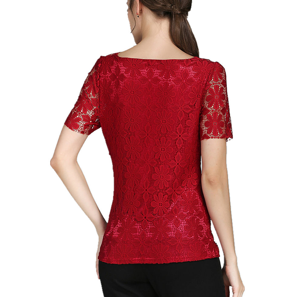 Thumbnail: Summer Lace Women Blouse Shirt Casual Solid Hollow Clothing Top