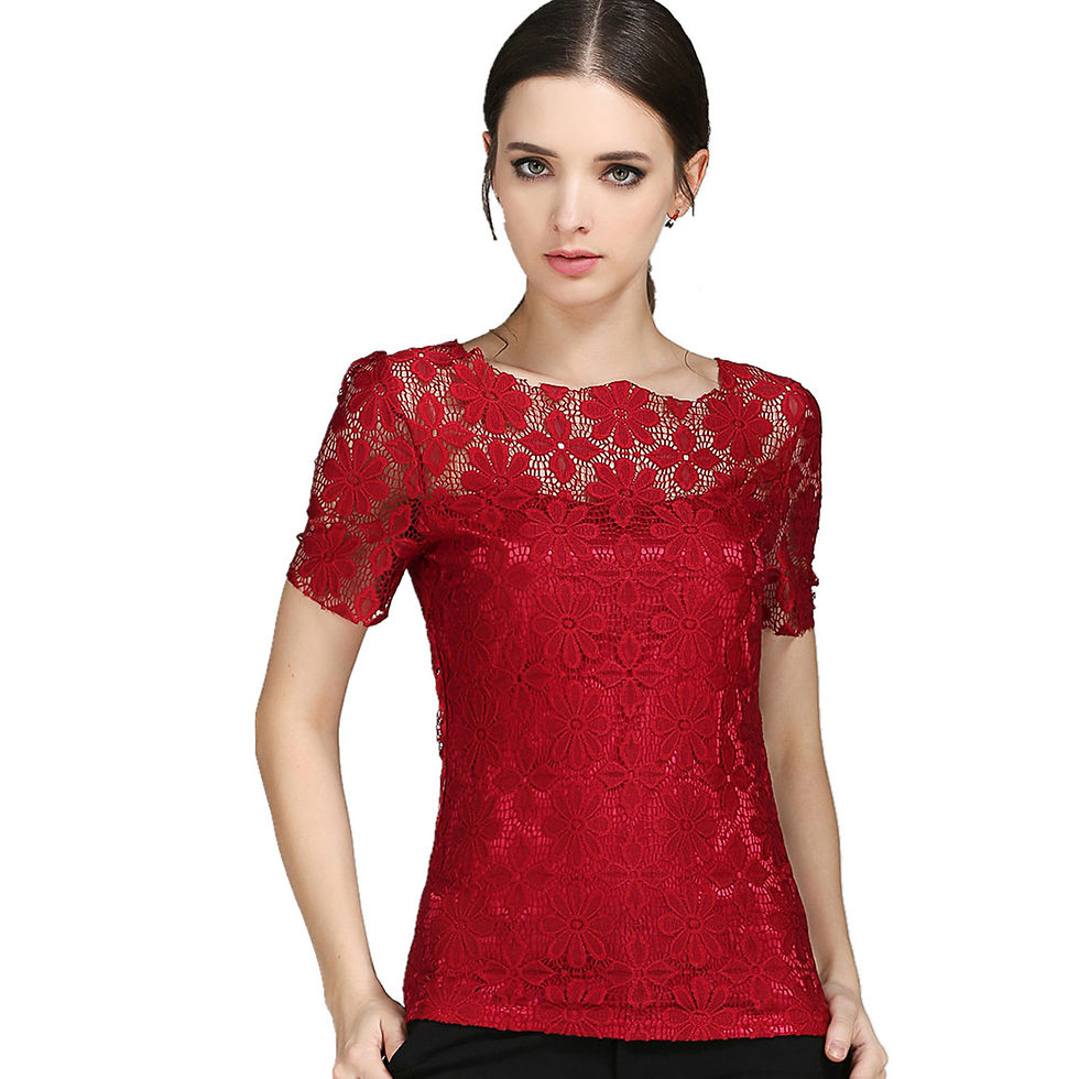 Thumbnail: Summer Lace Women Blouse Shirt Casual Solid Hollow Clothing Top