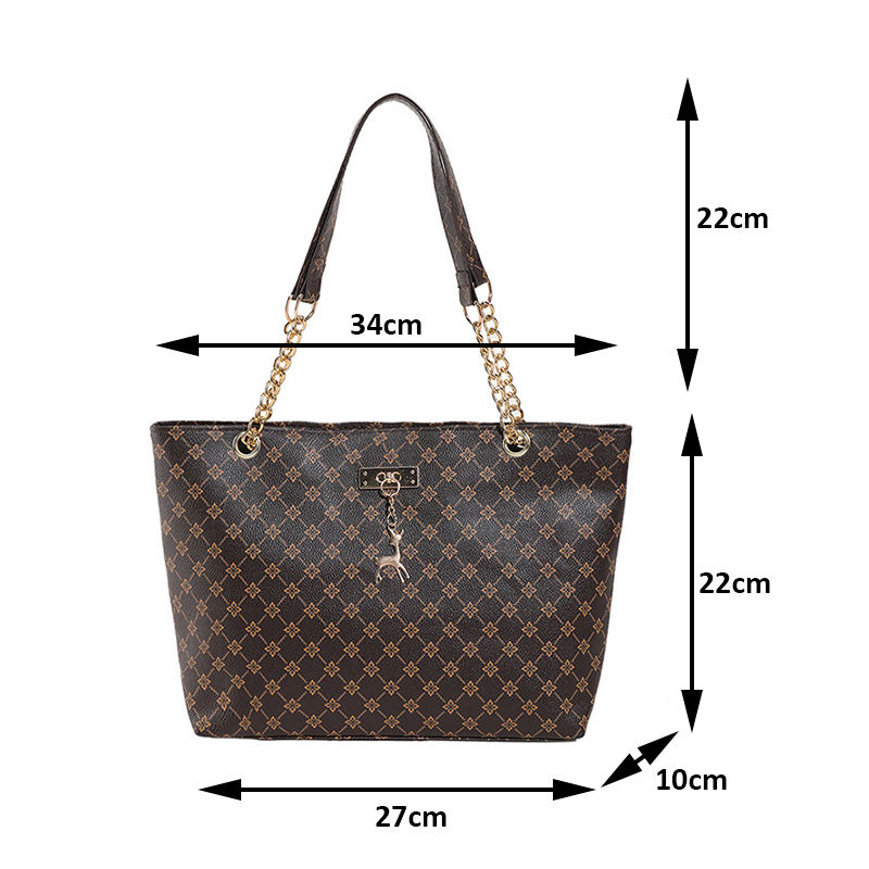 Thumbnail: Women's Large Capacity Fashion Tote Bag Luxury Design Handbag Trendy Shoulder Pu