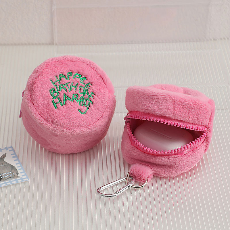 Thumbnail: Pink Mini Coin Potters Purse Earphone Cord Storage Bag Kawaii Spot Cute Plush Ha