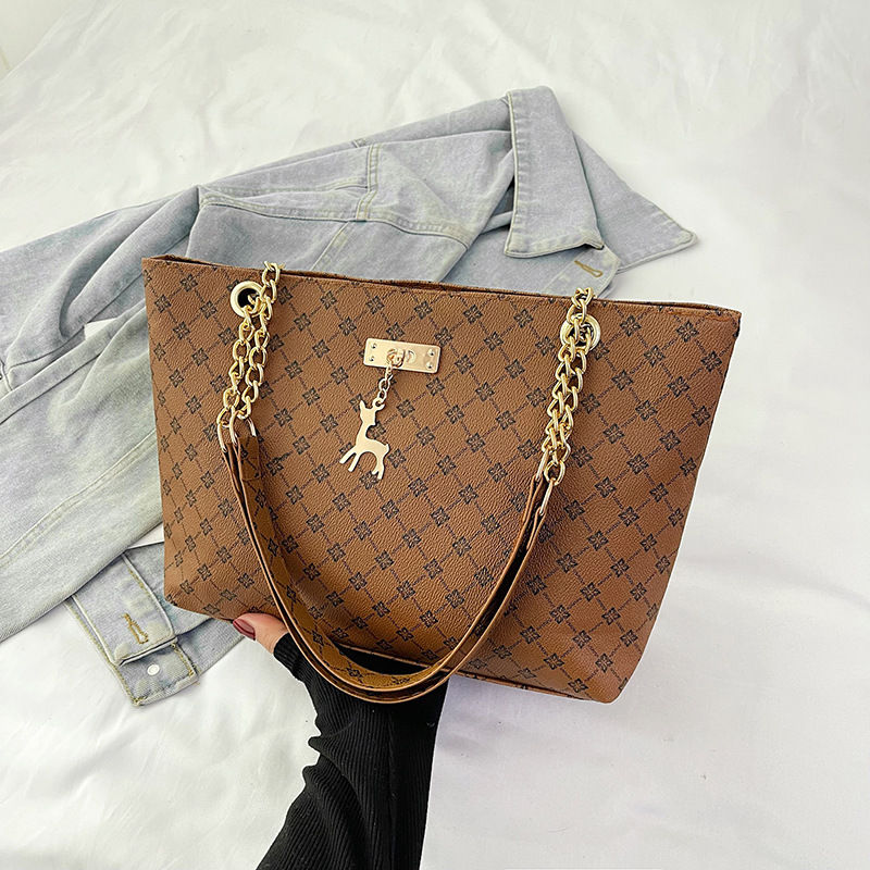 Thumbnail: Women's Large Capacity Fashion Tote Bag Luxury Design Handbag Trendy Shoulder Pu