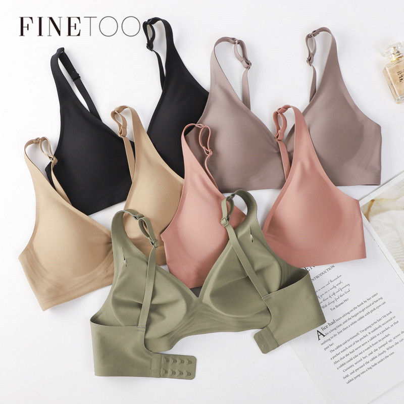 FINETOO Soft Wireless Bra Women Deep V Bras Sexy Bralette Padded Bra S-XL Female