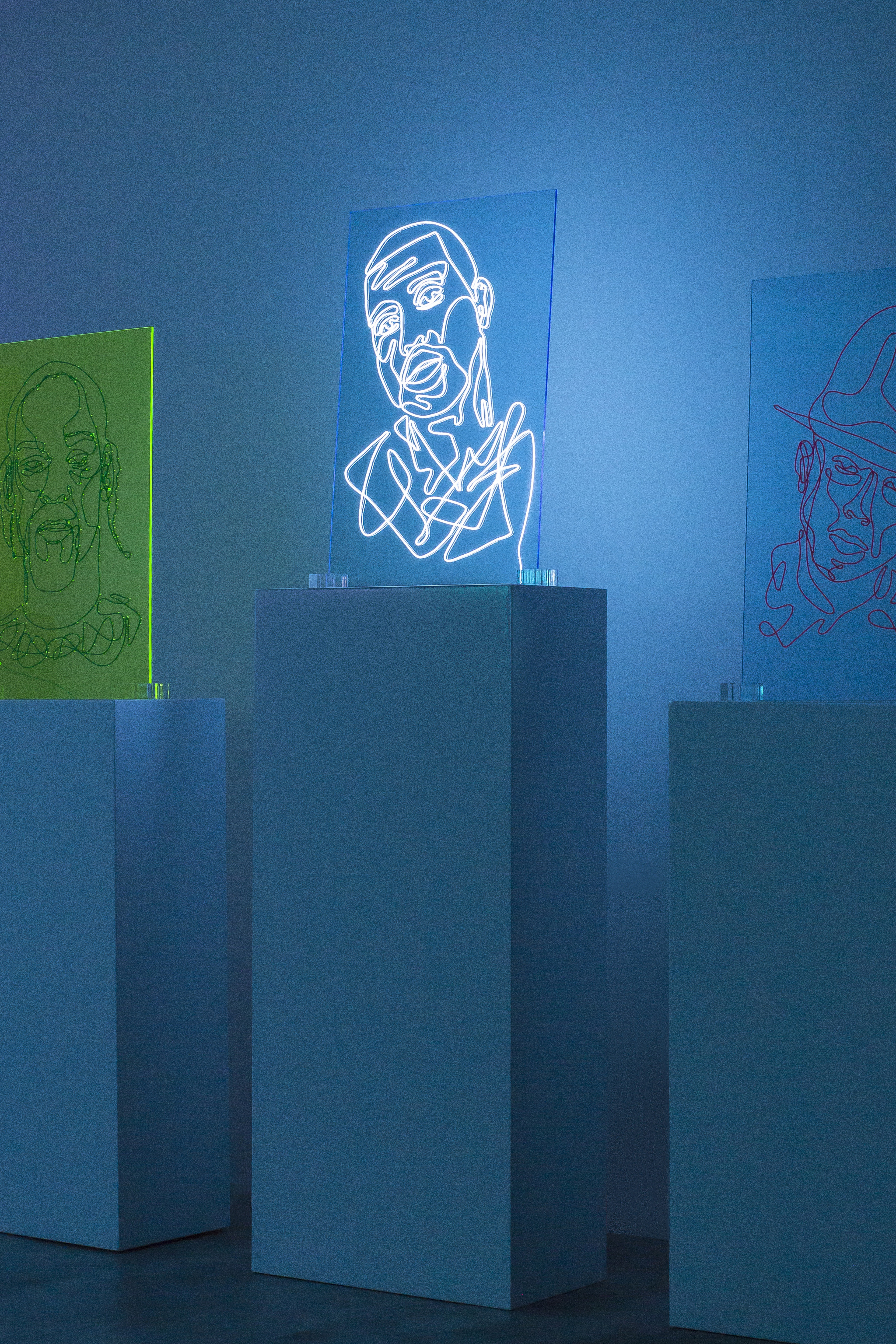 Kanye West Neon Rap Portrait