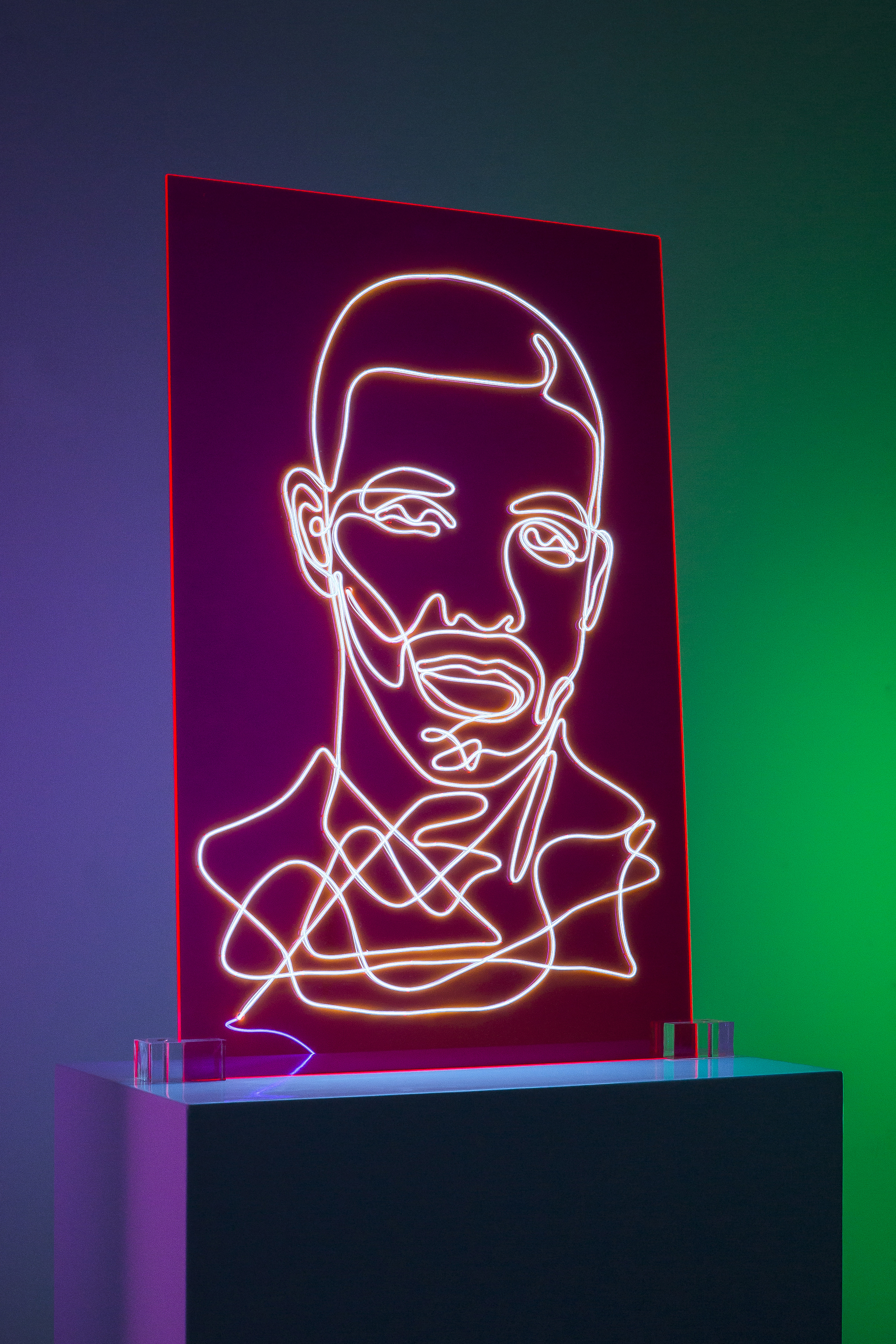 Drake Neon Rap Portrait